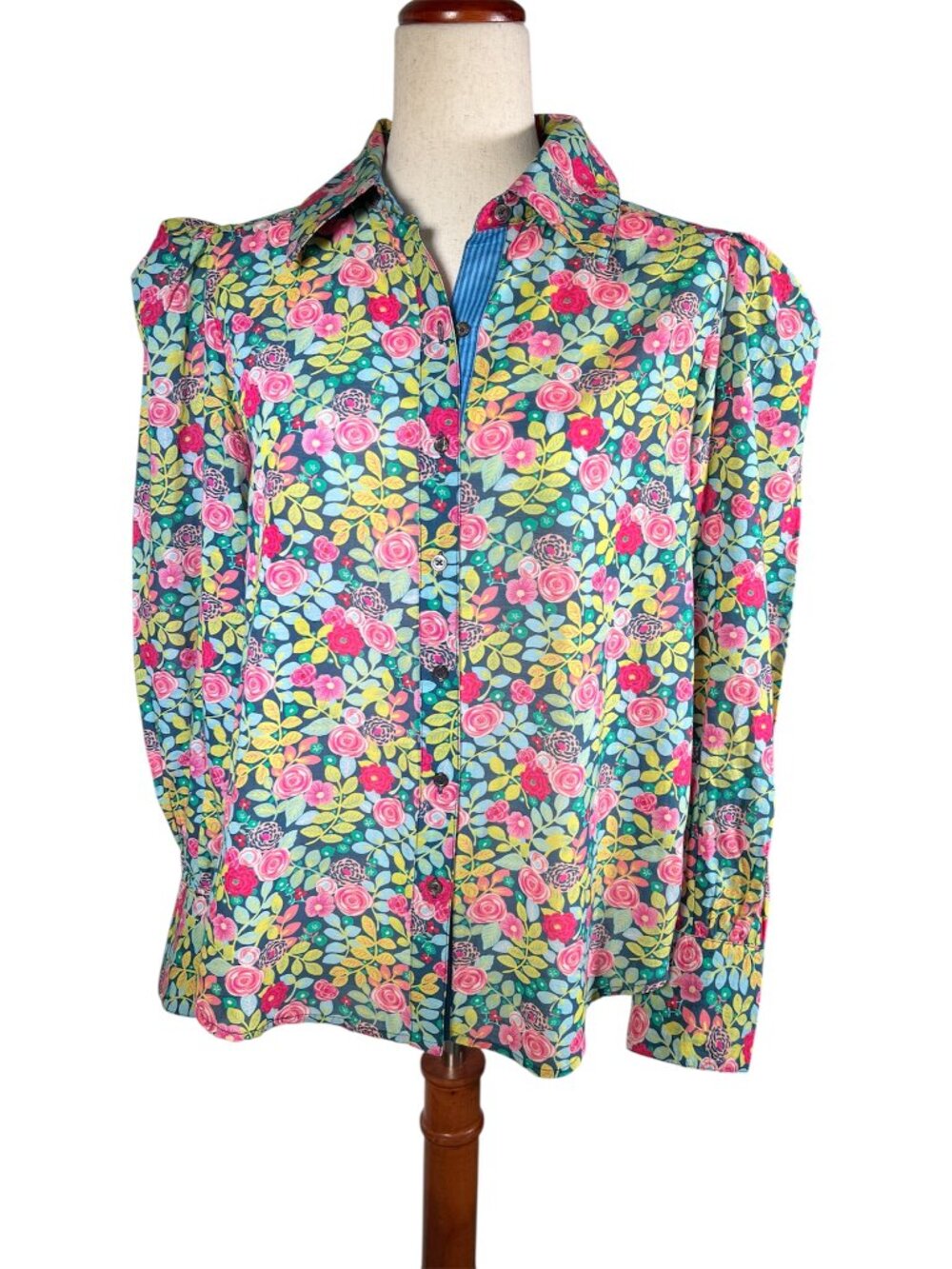 Sundance Rosie Vines Button Up Blouse Petite Medium PM